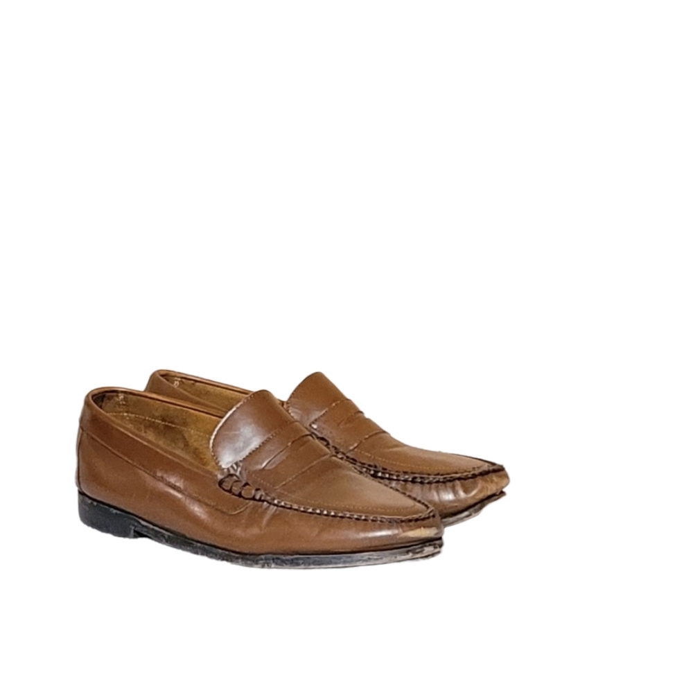Men Vintage Brown Leather Penny Loafers By Leather Classics Size 8.5/Men Dress S